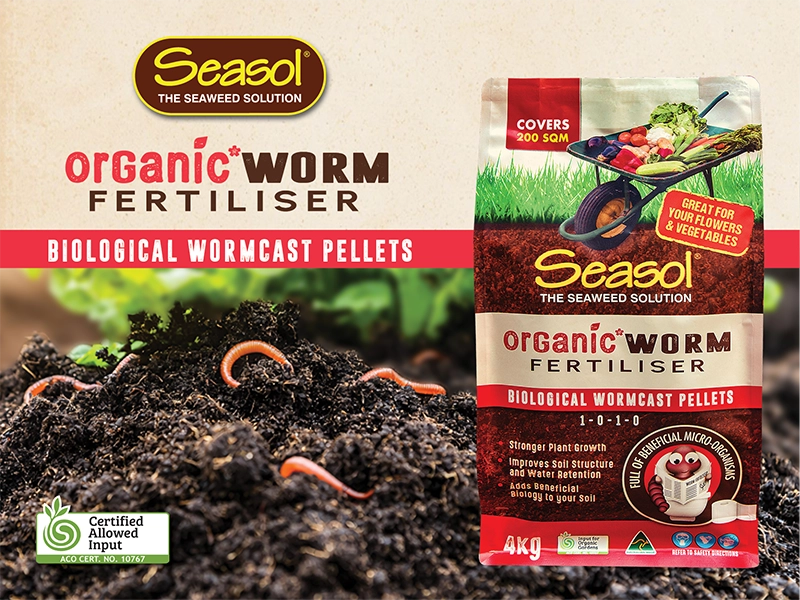 Seasol Organic* Worm Fertiliser, biological wormcast pellets