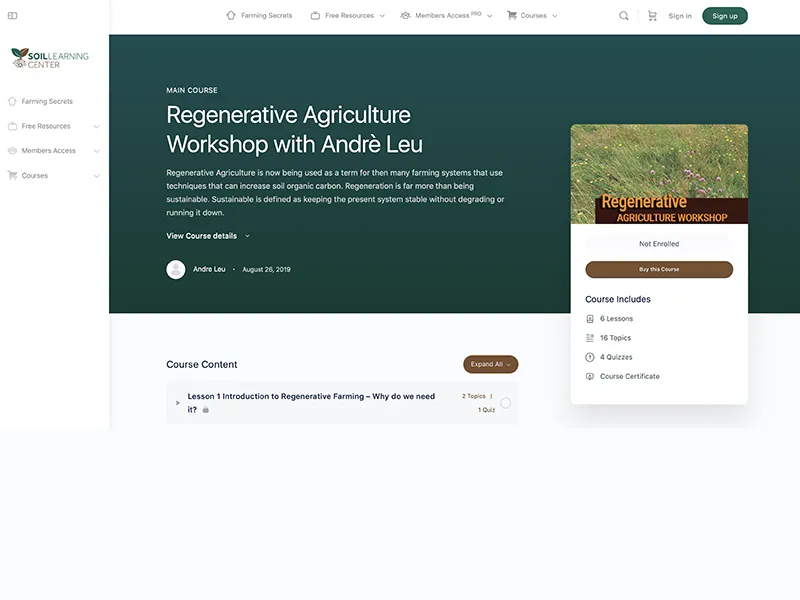 Regenerative Agriculture Workshop with Andrè Leu