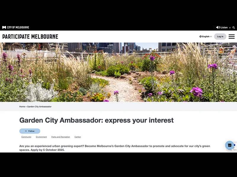 Expressions of interest to become Melbourne’s Garden City Ambassador are now open.