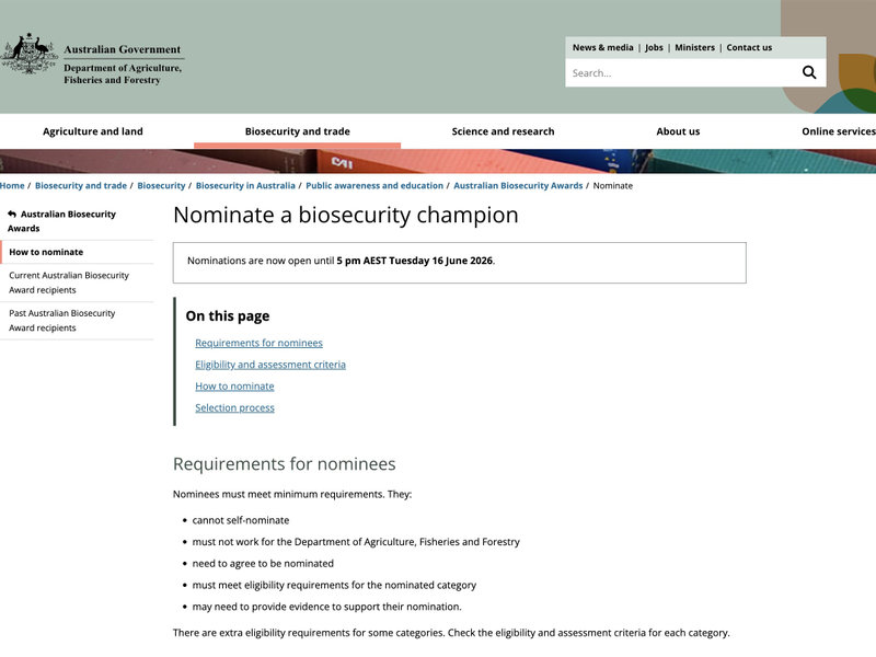 Nominate a biosecurity champion – DAFF
